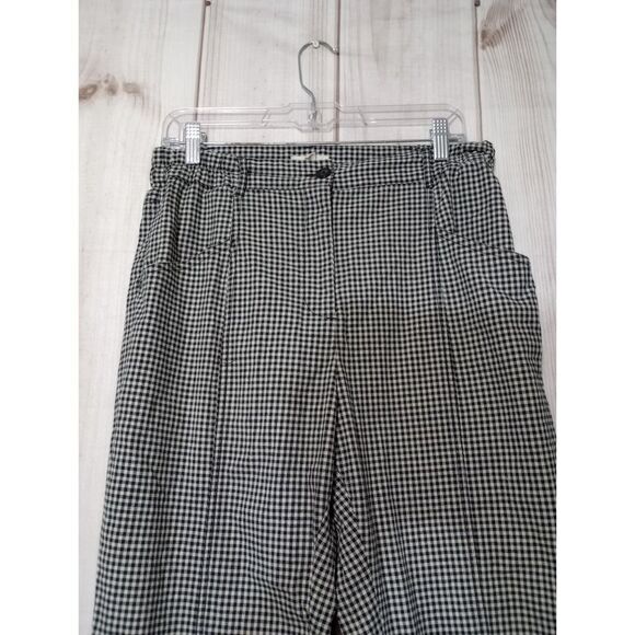 Gingham Checkered High Waist Cropped Pants Trousers Career Casual - Picture 3 of 7